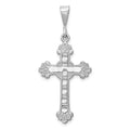 14K White Gold Budded Cross Pendant