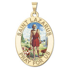 Saint Lazarus Oval Color Religious Medal