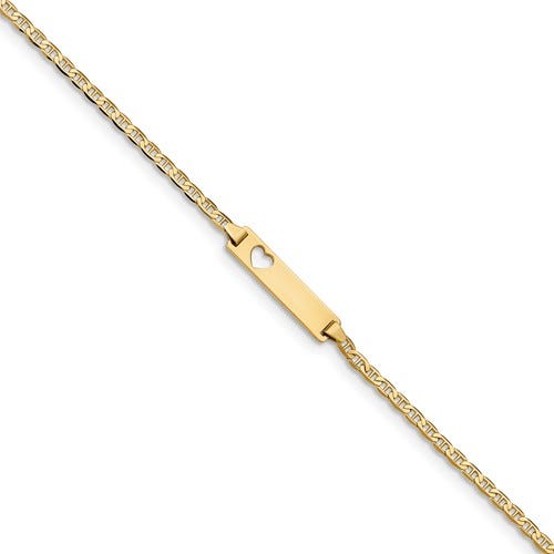Custom Engraved 14K Gold Women's Heart Cutout ID Bracelet