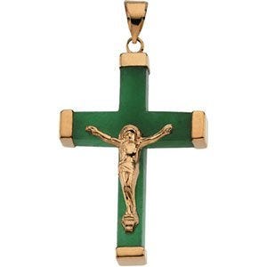 Green Jade Square Crucifix