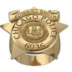 Personalized Chicago Police Ring with Number, Department, and Rank
