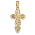 14K Gold Crucifix With Lace Trim Pendant