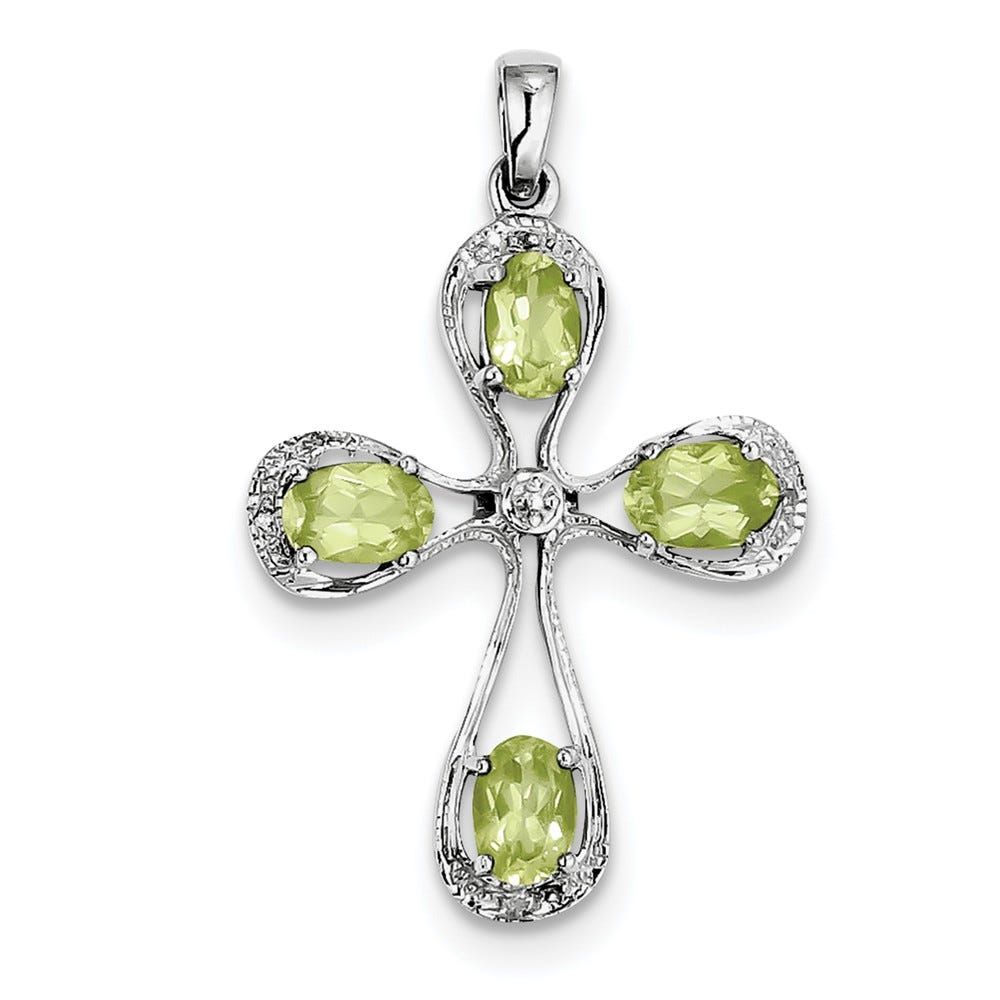 Peridot And Diamond Cross Pendant