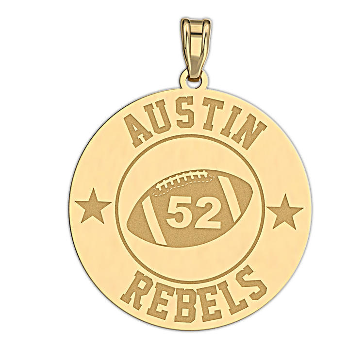 Personalized Football Team & Number Round Disc Pendant or Charm