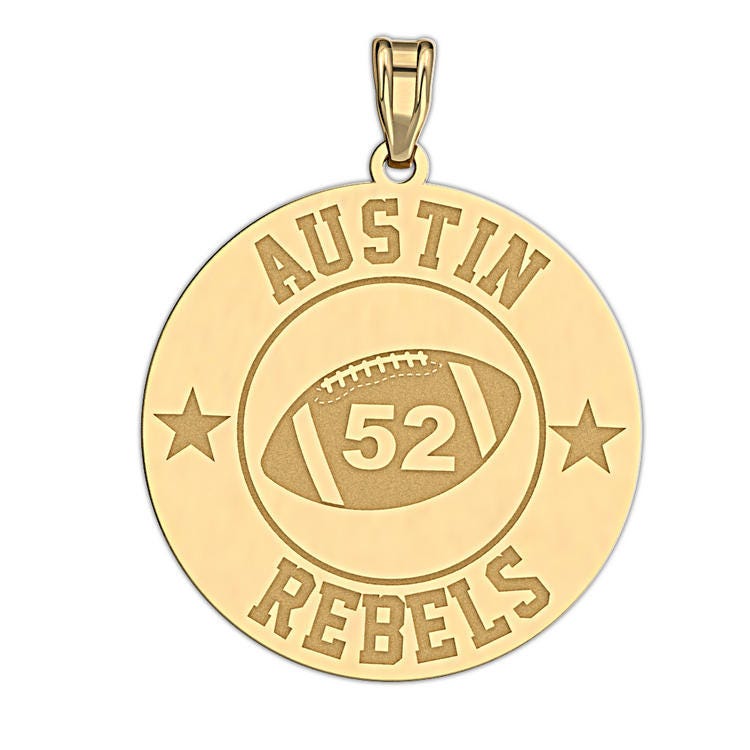 Personalized Football Team & Number Round Disc Pendant or Charm