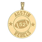 Personalized Football Team & Number Round Disc Pendant or Charm