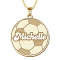 Personalized Soccerball with Script Name Disc Pendant or Charm