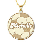 Personalized Soccerball with Script Name Disc Pendant or Charm