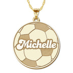 Personalized Soccerball with Script Name Disc Pendant or Charm
