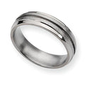 Titanium Grooved Approx. 0.24 Inch Satin and Polished Wedding Band