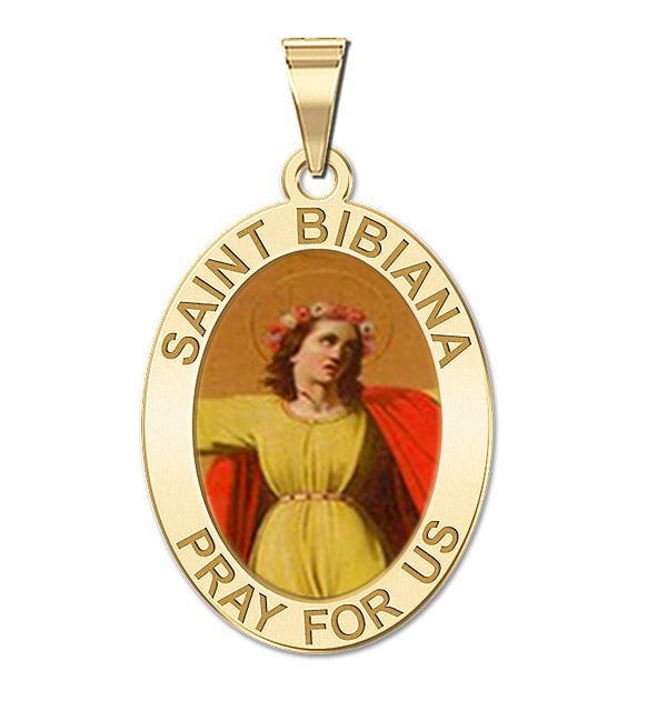 Saint Bibiana Round Religious Medal Color
