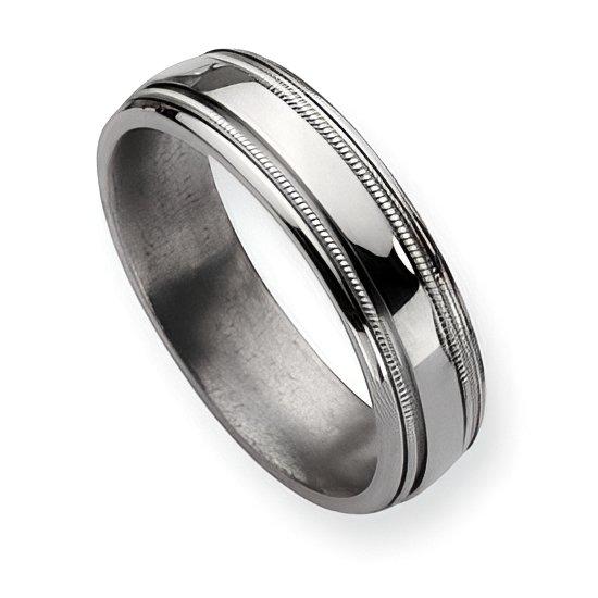 Titanium Grooved and Beaded Approx. 0.24 Inch Polished Wedding Band