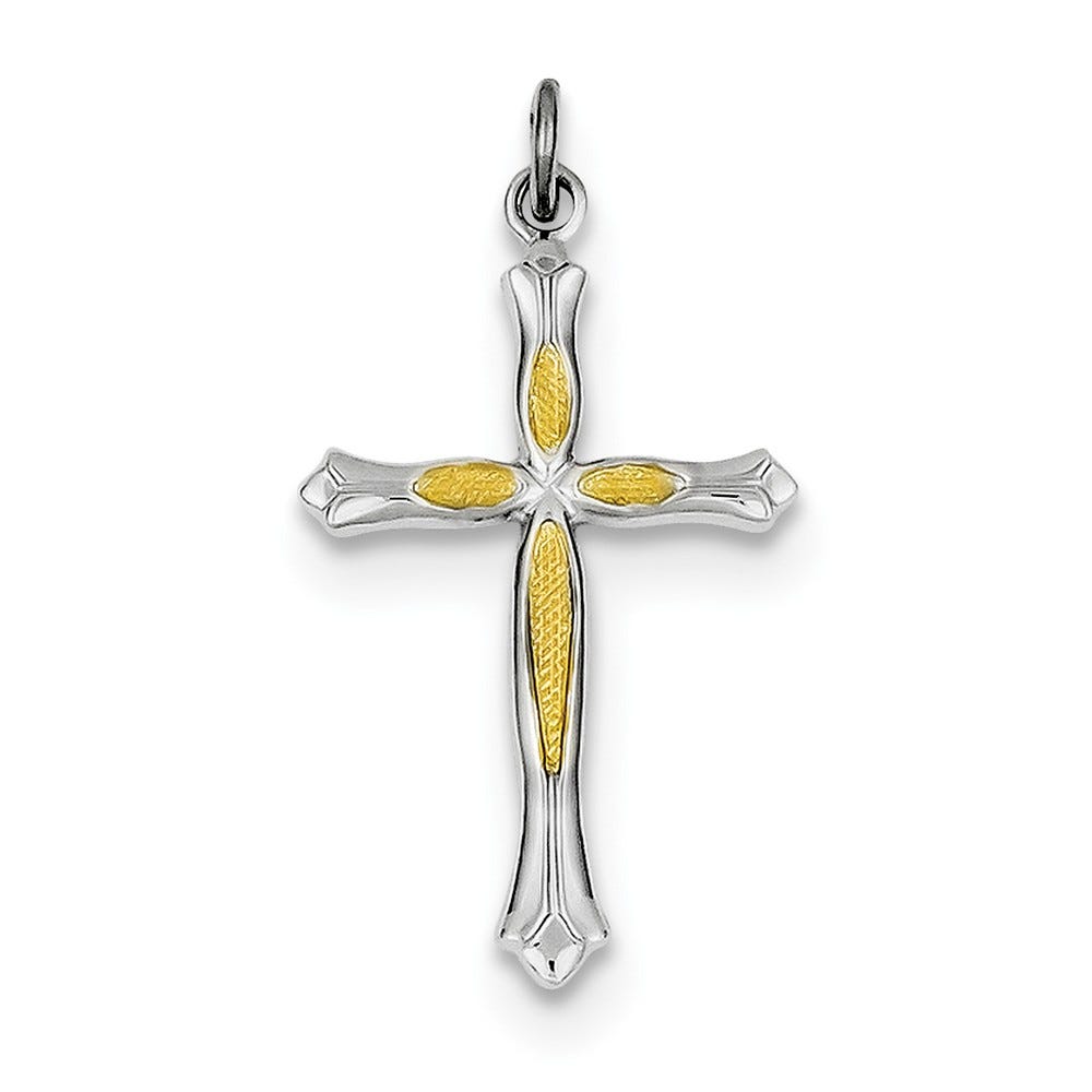 Sterling Silver And Vermeil Textured Center Cross Pendant