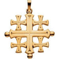 14K Yellow Gold Jerusalem Cross Pendant