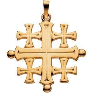 14K Yellow Gold Jerusalem Cross Pendant