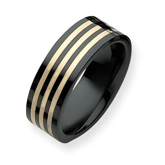 Ceramic Black with 14K Inlay Approx. 0.31 Inch Polished Band