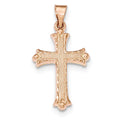 14K Rose Gold Budded Cross Pendant