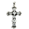 Sterling Silver Or Stainless Steel Round and Square Accent Cross Pendant