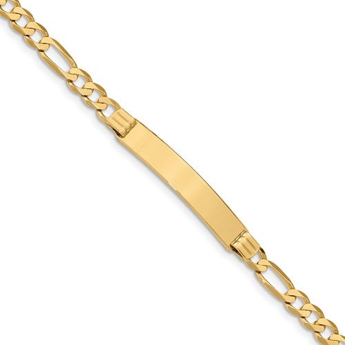 Custom Engraved 14K Gold Women's Figaro Link ID Bracelet