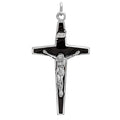 Sterling Silver Crucifix With Black Enamel Design