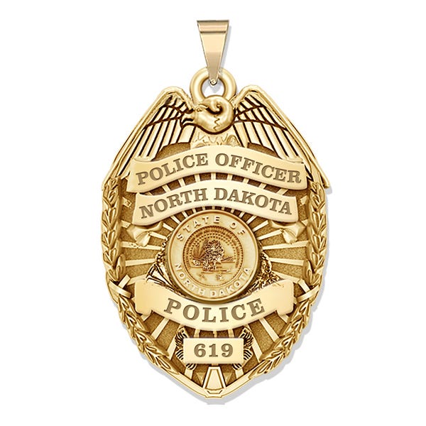 Personalized North Dakota Police Badge with Your Rank, Number & Department