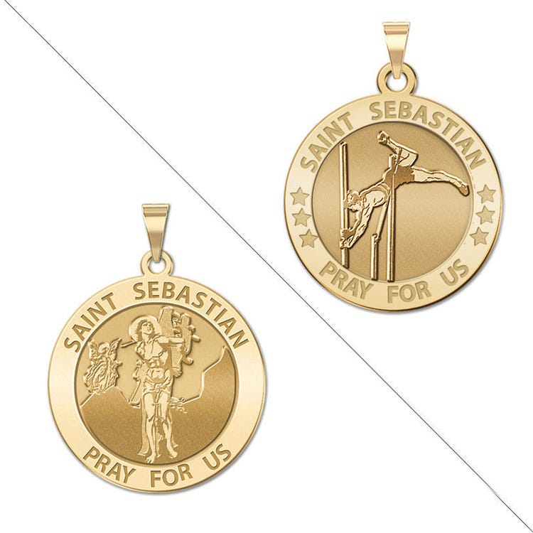 Pole Vault - Saint Sebastian Doubledside Sports Religious Medal
