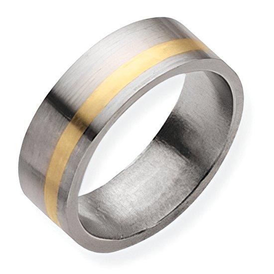 Titanium 14K Gold Inlay Approx. 0.31 Inch Satin Wedding Band