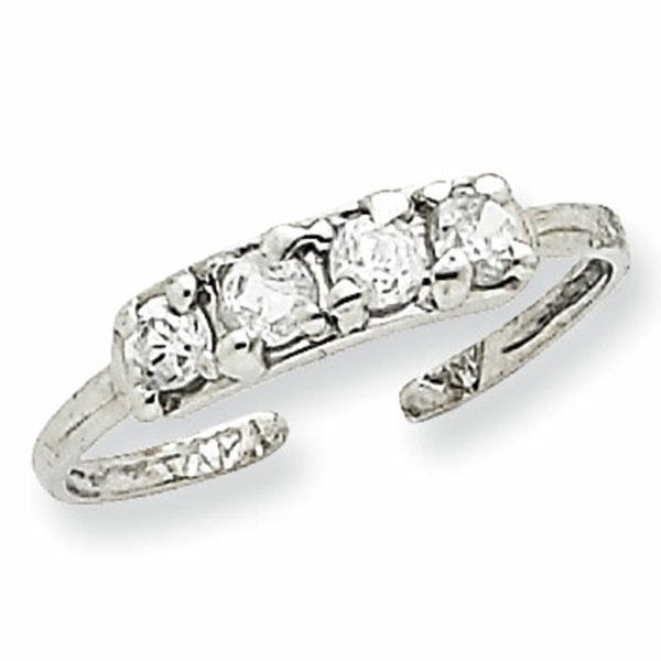 14K White Gold CZ Toe Ring