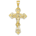 14K Inri Fleur De Lis Crucifix Pendant