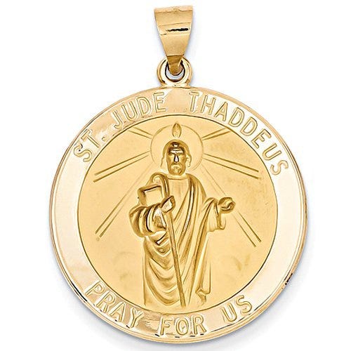 14k Yellow Gold Saint Jude Thaddeus Round Charm | PicturesOnGold.com