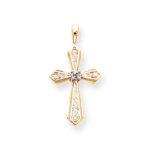 14K Gold Aa Diamond Cross Pendant