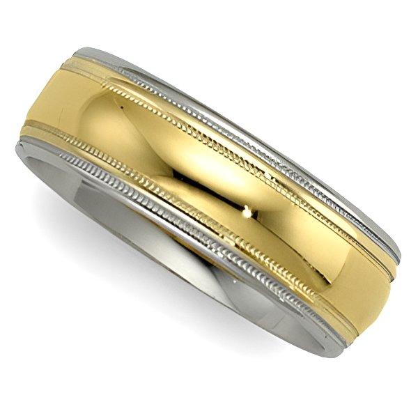 14K Two-Tone Approx. 0.20 Inch Milgrained-Edged Wedding Band