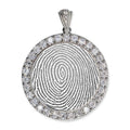 Silver Custom Fingerprint Round Pendant with Cubic Zirconias