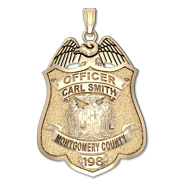 Personalized Police Badge Necklace or Charm - Shape 11