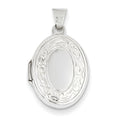 14K White Gold Floral Oval Photo Locket