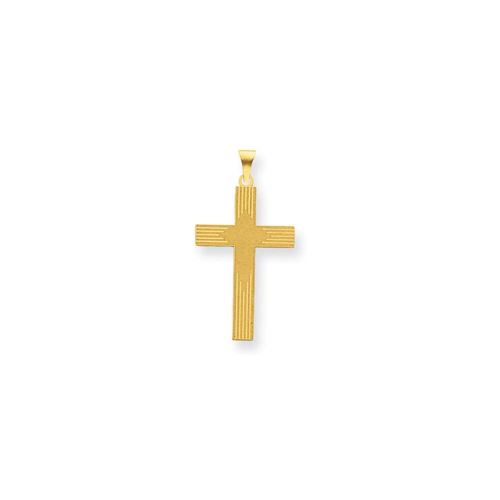 14K Yellow Gold Laser Designed Cross Pendant