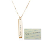 Personalized Handwriting Vertical Bar with 18" Chain