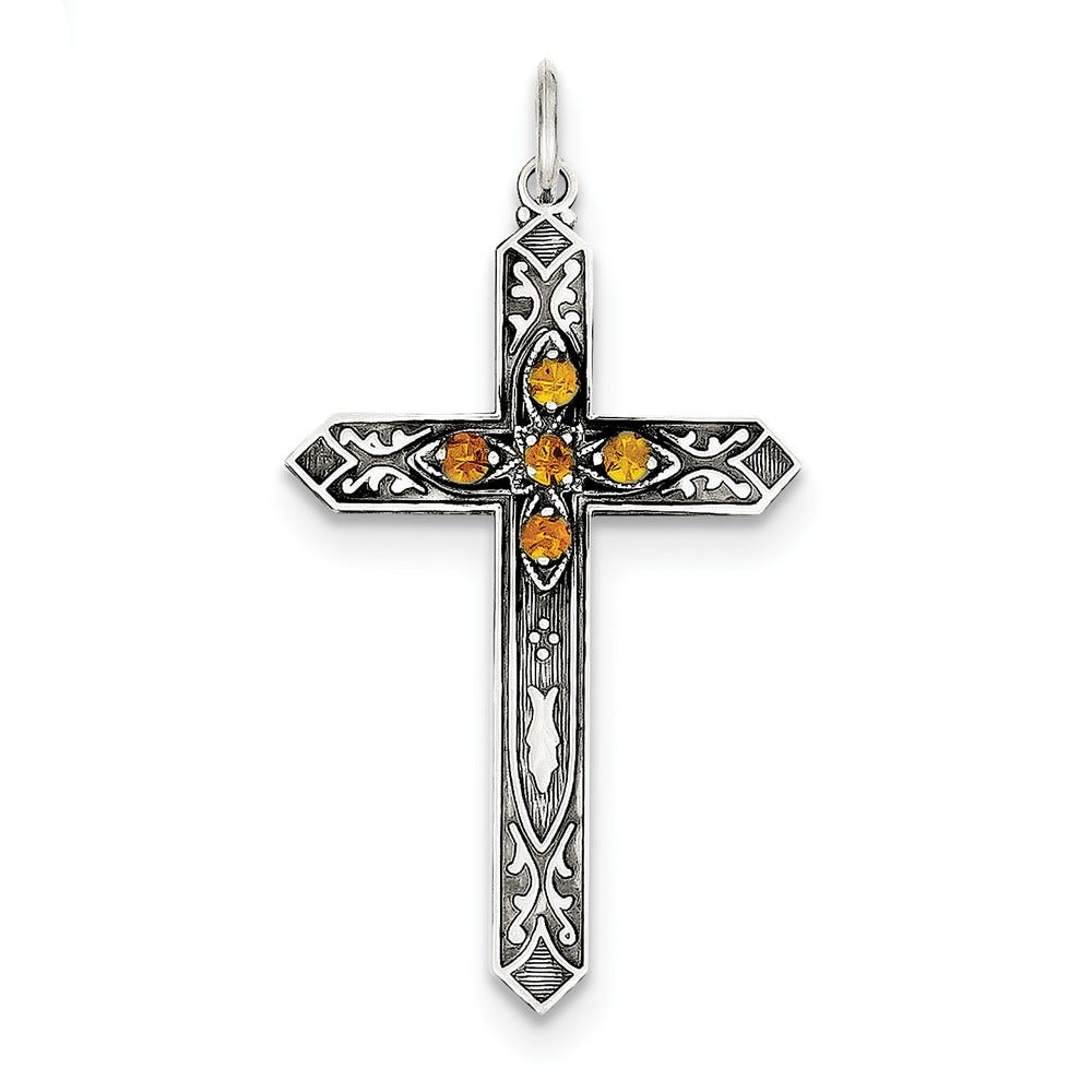 November Birthstone Cross Pendant