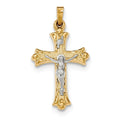 14K Two-Tone Inri Crucifix Cross Pendant