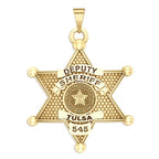 Personalized Oklahoma 6-Point Star Sheriff Badge with Rank, Number & Dept.