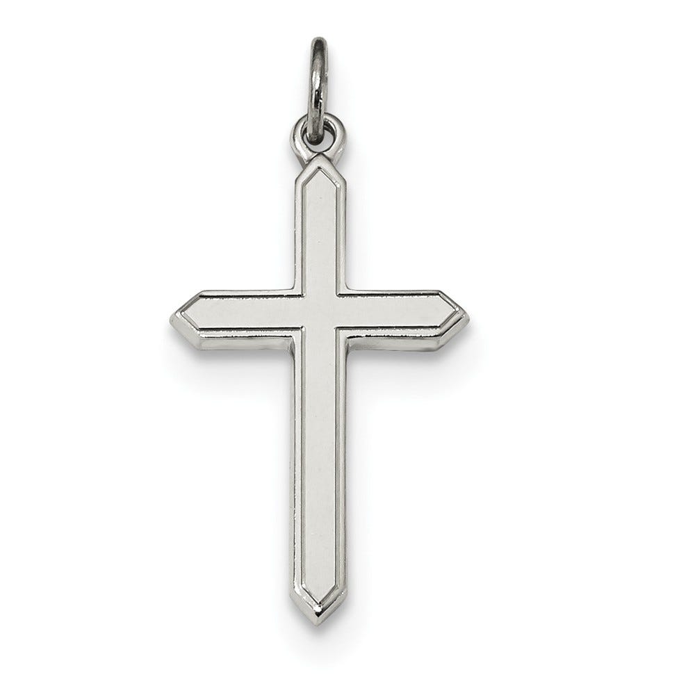 Polished And Satin Beveled-Edge Cross Pendant