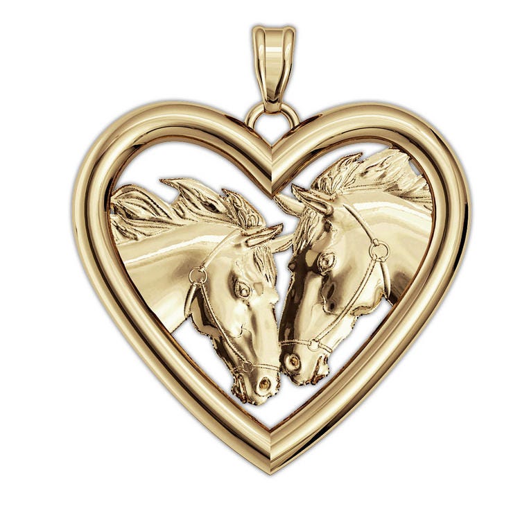 Racehorse Love On A Smooth Heart Shaped Frame Horse Jewelry Pendant or Charm