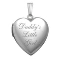 14K White Gold Daddy'S Little Girl Heart Photo Locket