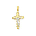 10K And Rhodium Filigree Crucifix Pendant