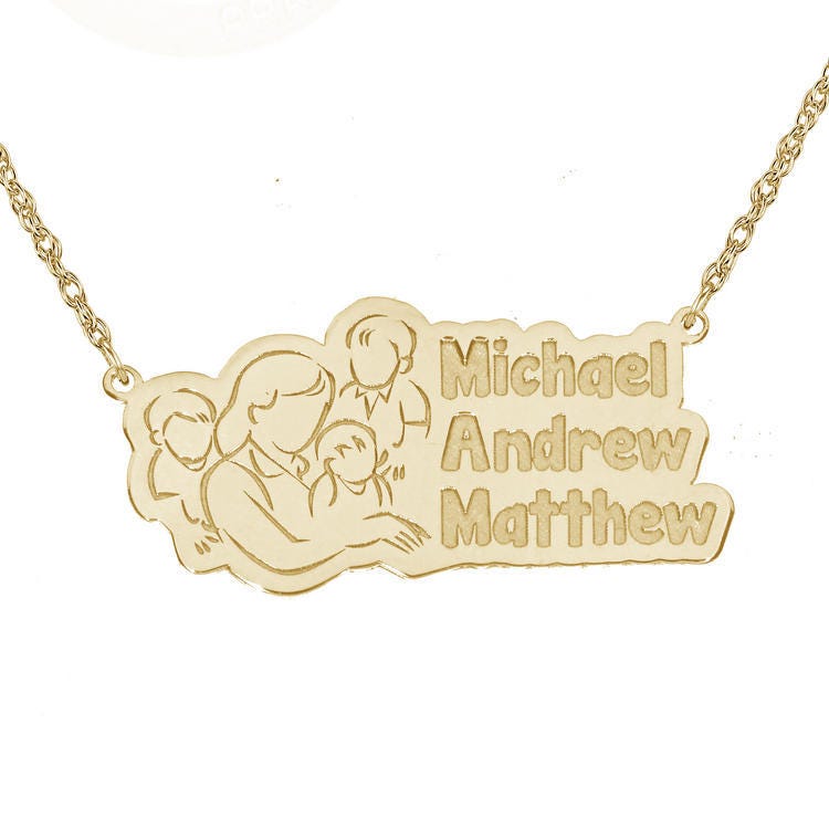 Personalized Mother with Three Sons Pendant with 18" Chain