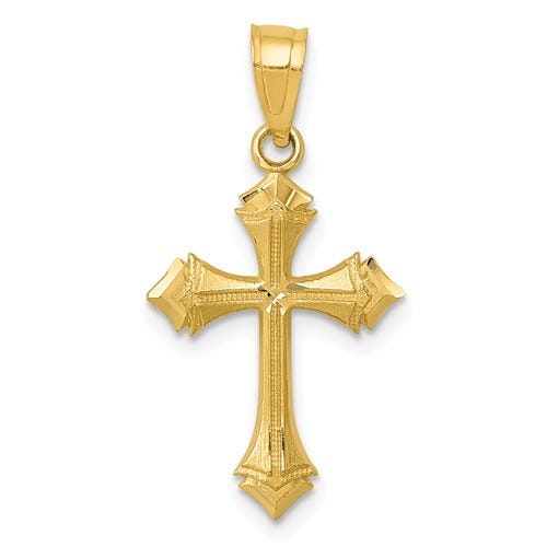 14K Diamond-Cut Passion Cross Charm