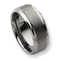 Tungsten Ridged Edge Approx. 0.39 Inch Brushed and Polished Wedding Band