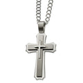 Stainless Steel Cross Pendant 24In Necklace