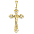 Satin And Diamond-Cut Crucifix Pendant