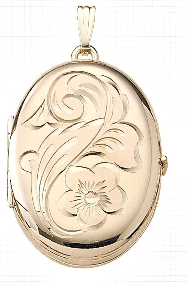 Solid 14K Yellow Gold Oval Four Photo Locket